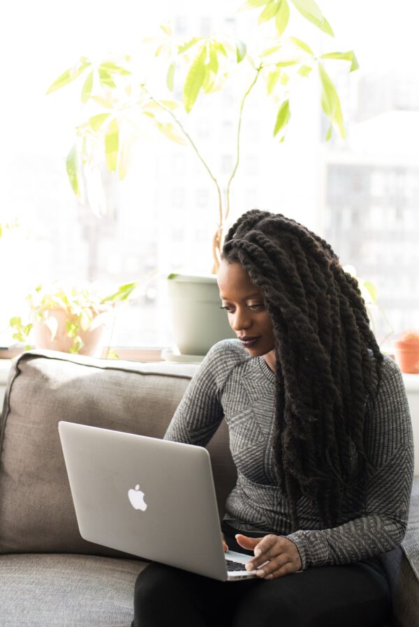 woman working on computer